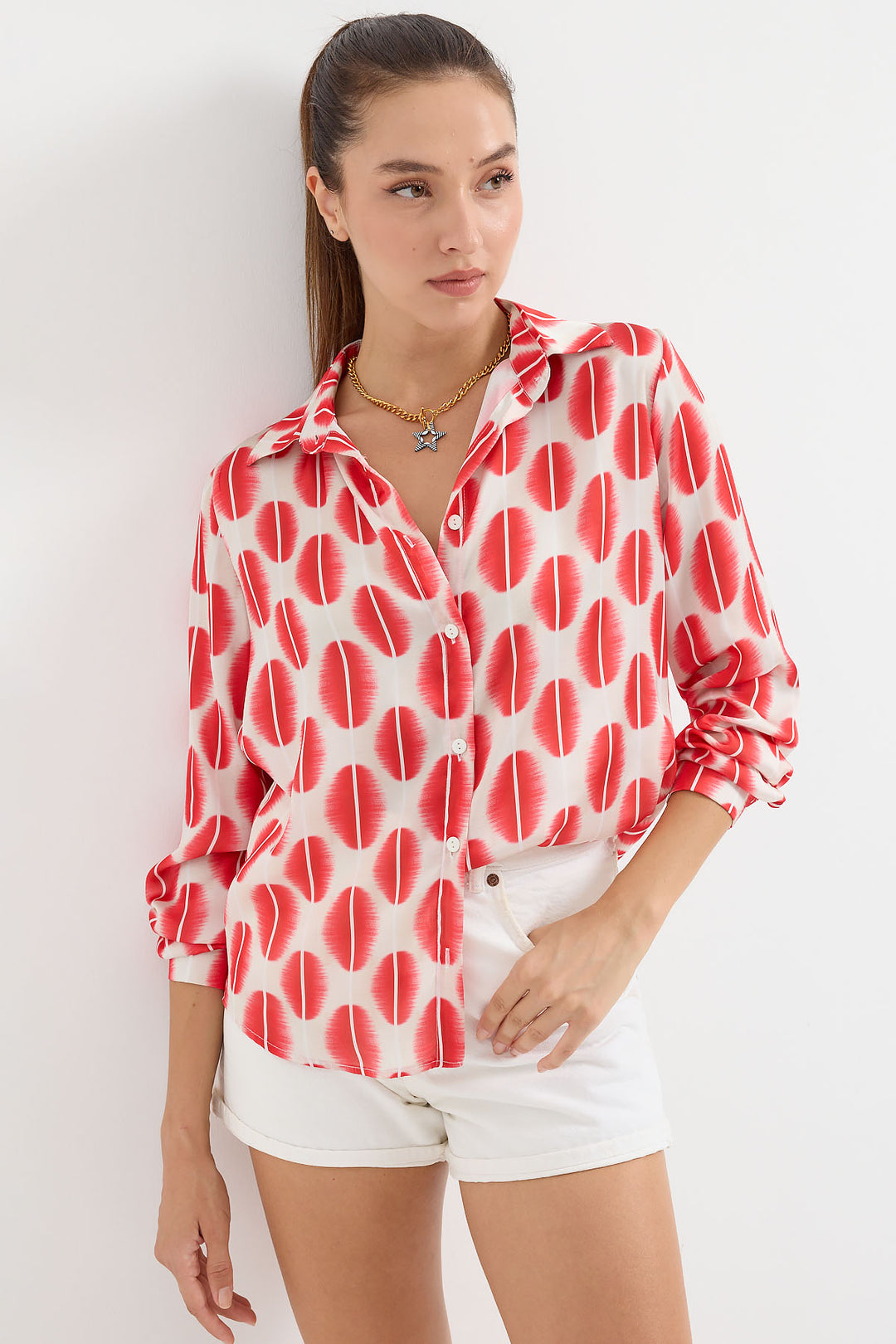 Bigdart 3964 Chemise Satin Légèrement Détendue - Rouge