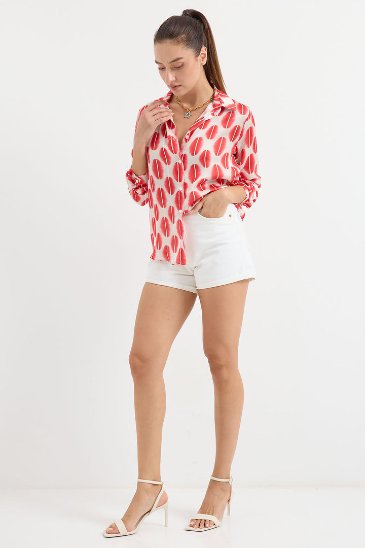 Bigdart 3964 Chemise Satin Légèrement Détendue - Rouge