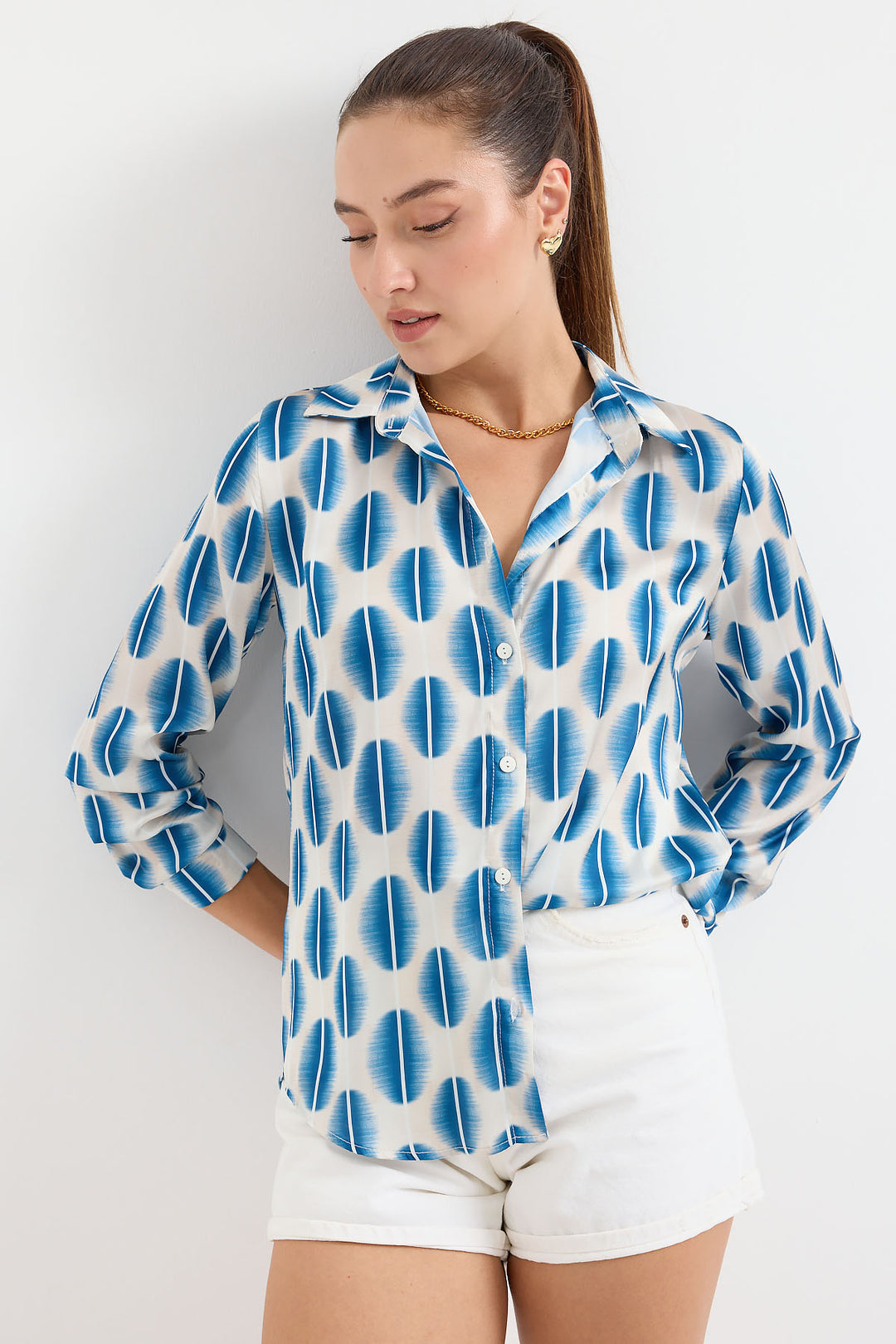 Bigdart 3964 Chemise en Satin Légèrement Détendue - Bleu clair