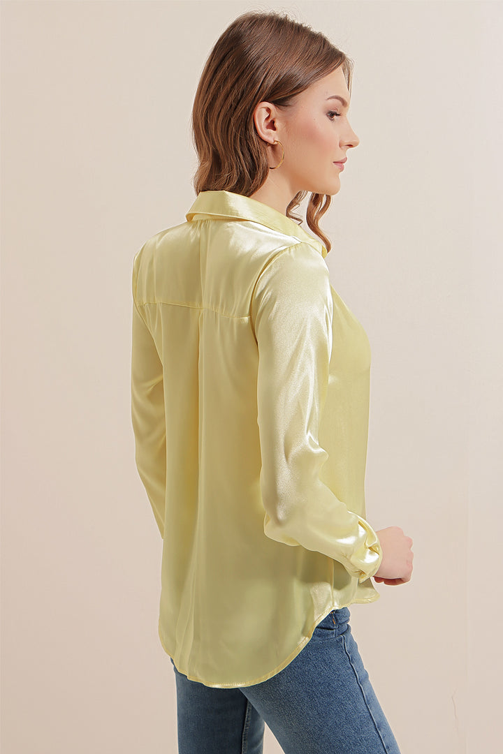 Bigdart 3964 Chemise Satin Légère - Jaune Pâle