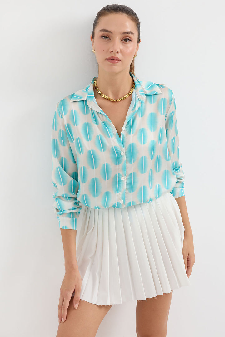 Bigdart 3964 Chemise en Satin Légèrement Détendue - Bleu turquoise
