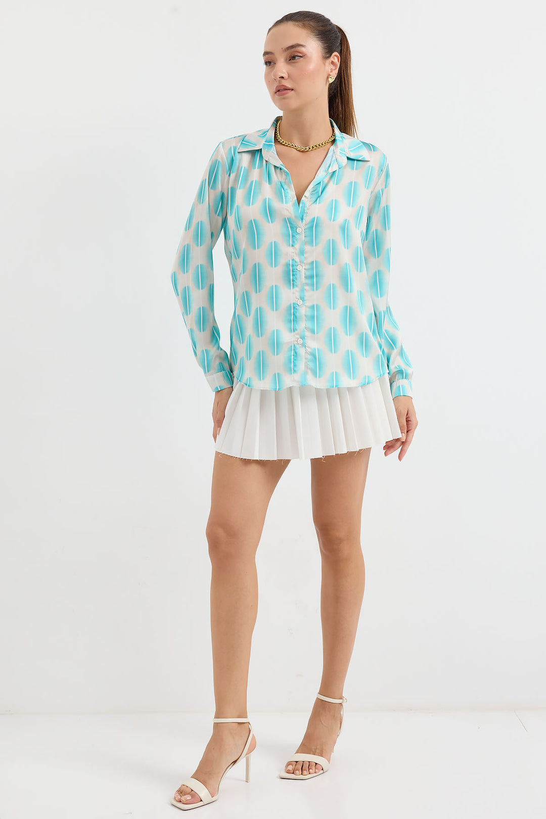 Bigdart 3964 Chemise en Satin Légèrement Détendue - Bleu turquoise