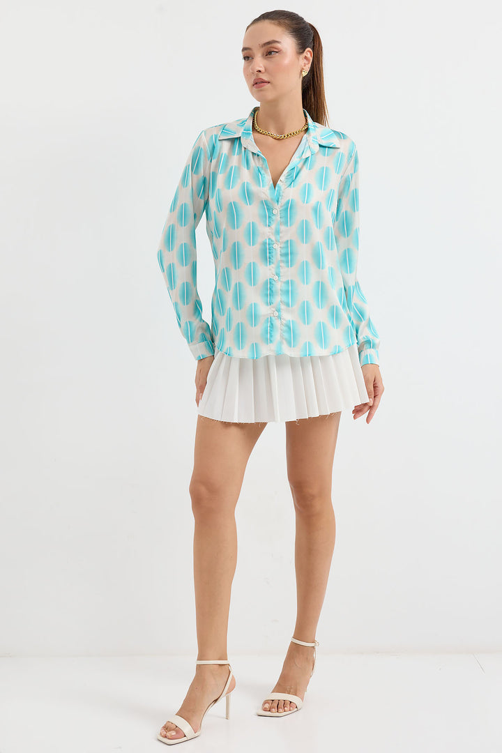 Bigdart 3964 Chemise en Satin Légèrement Détendue - Bleu turquoise