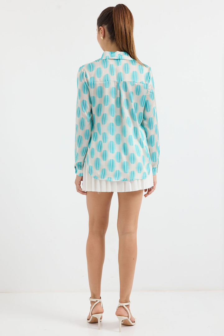Bigdart 3964 Chemise en Satin Légèrement Détendue - Bleu turquoise