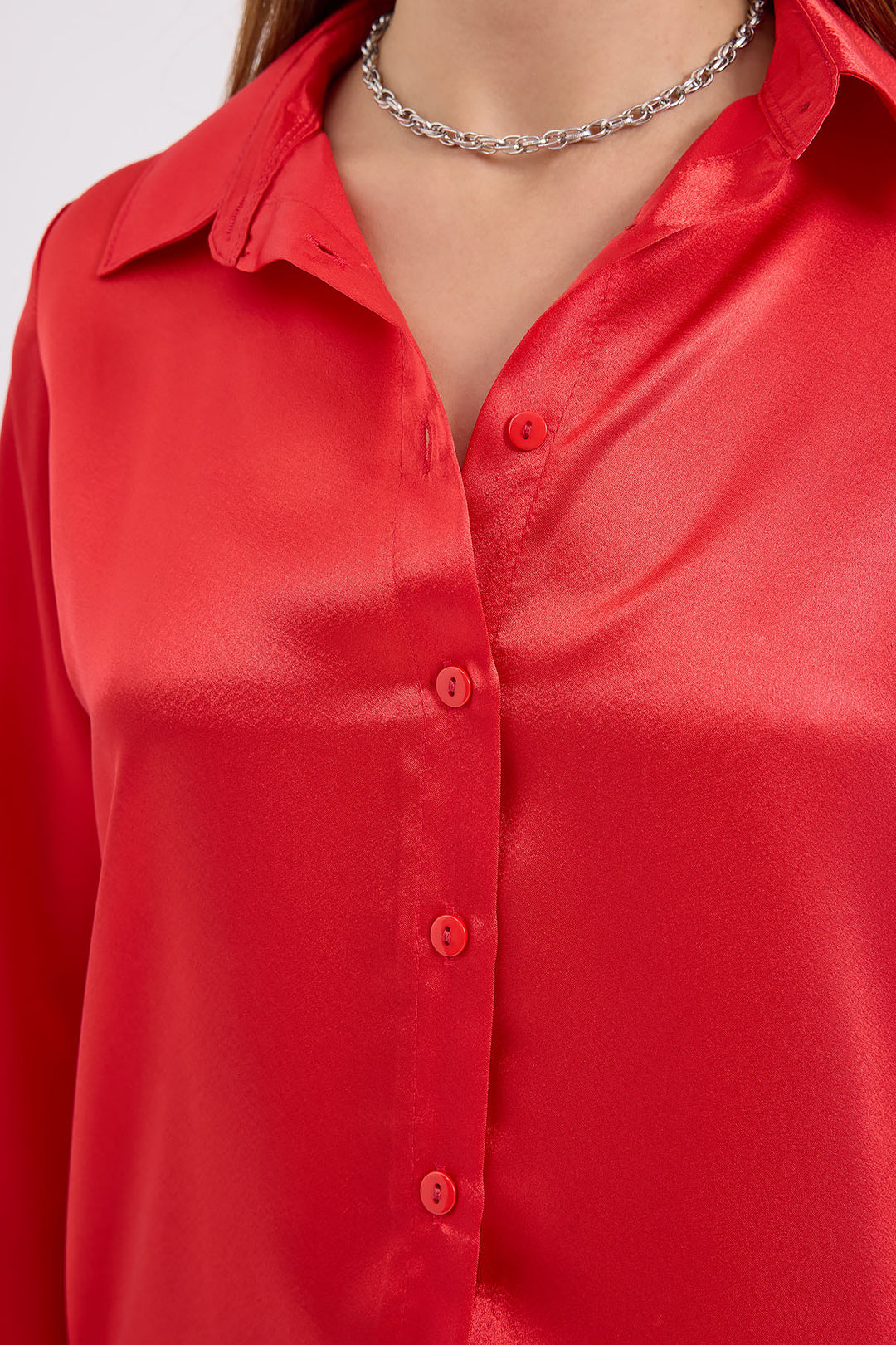 Bigdart 3964 Chemise en satin léger drapé - Bordeaux