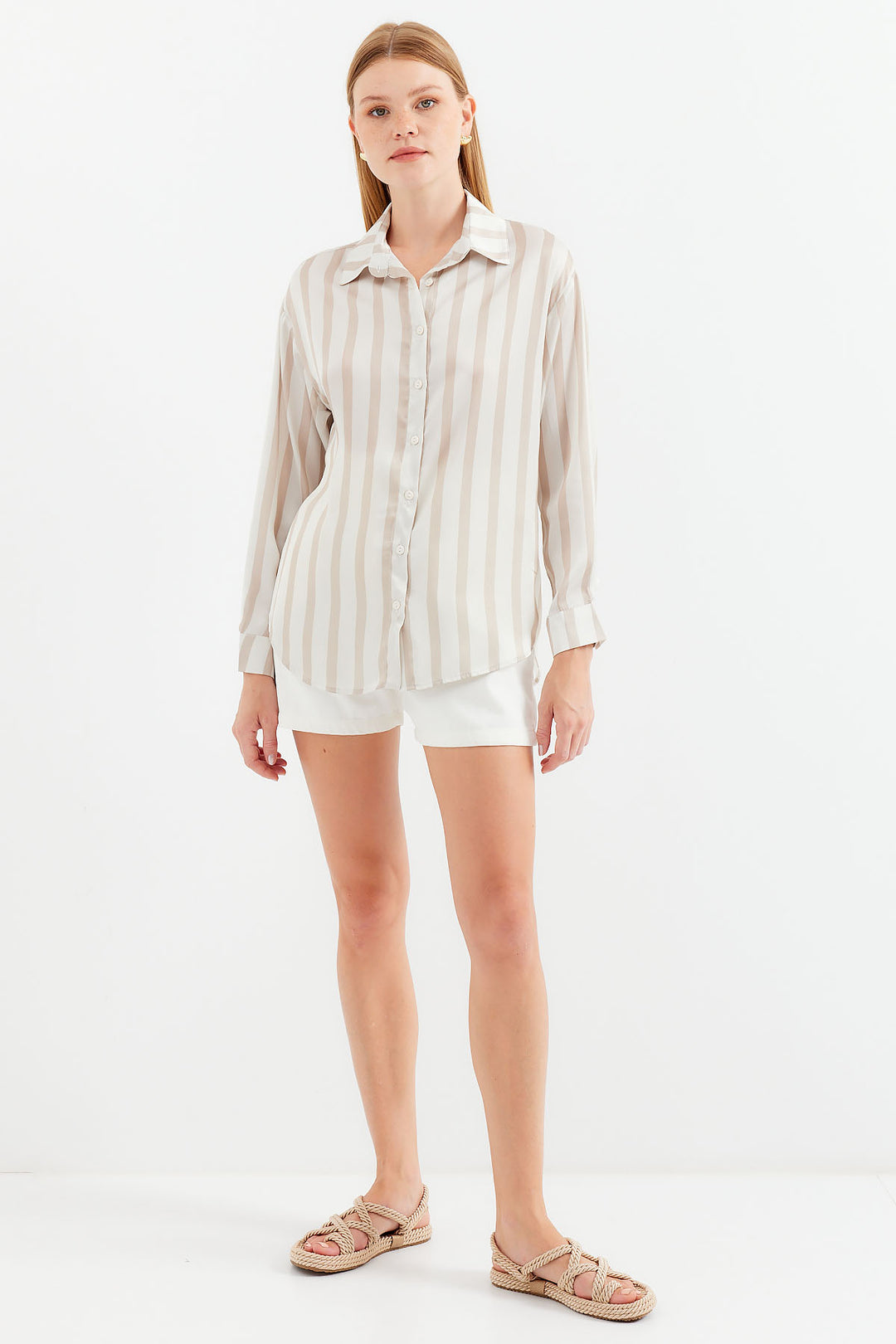 Bigdart 3964 Chemise en Satin Légèrement Détendue - c. Beige