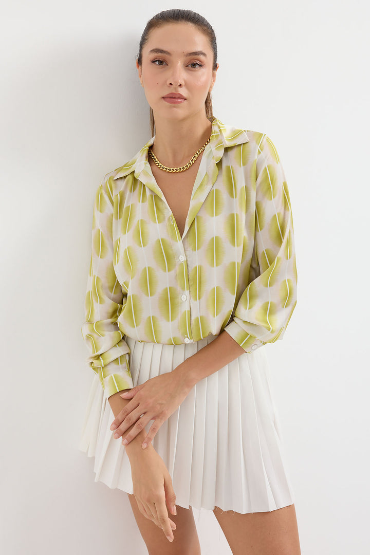 Bigdart 3964 Chemise en Satin Légèrement Détendue - Jaune clair