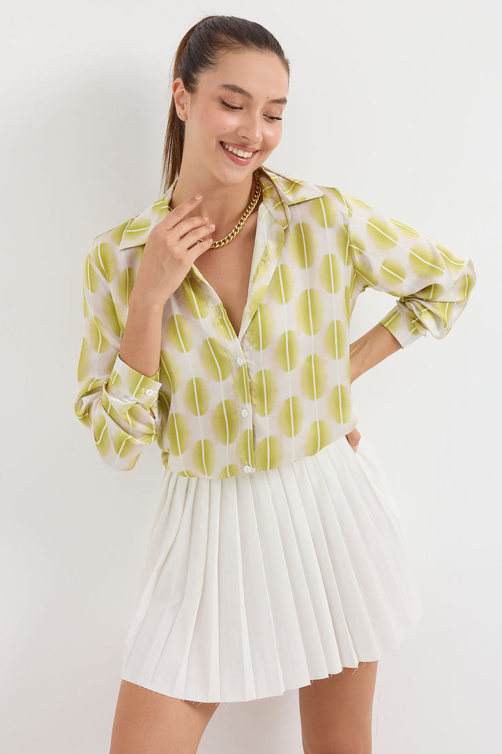 Bigdart 3964 Chemise en Satin Légèrement Détendue - Jaune clair