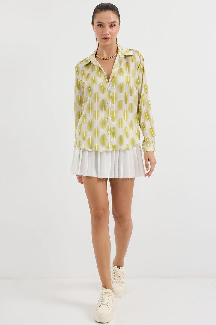 Bigdart 3964 Chemise en Satin Légèrement Détendue - Jaune clair