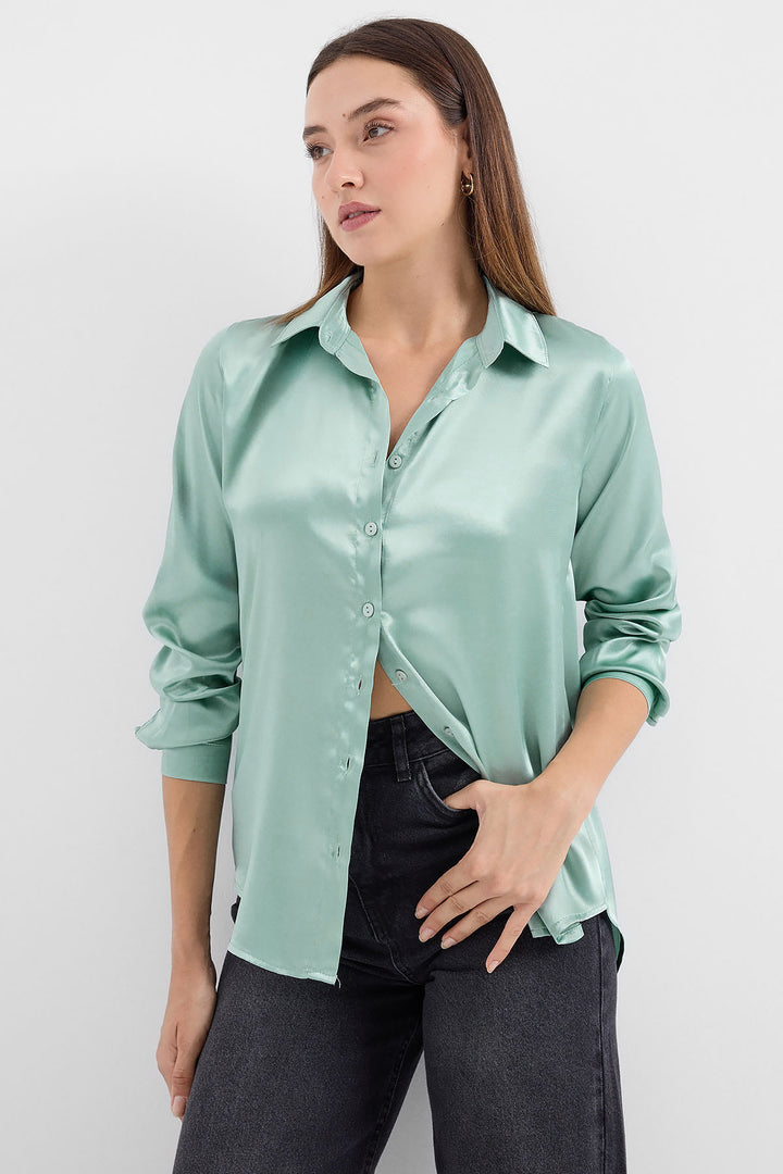 Bigdart 3964 Chemise en Satin Légère et Détendue - Vert d'eau