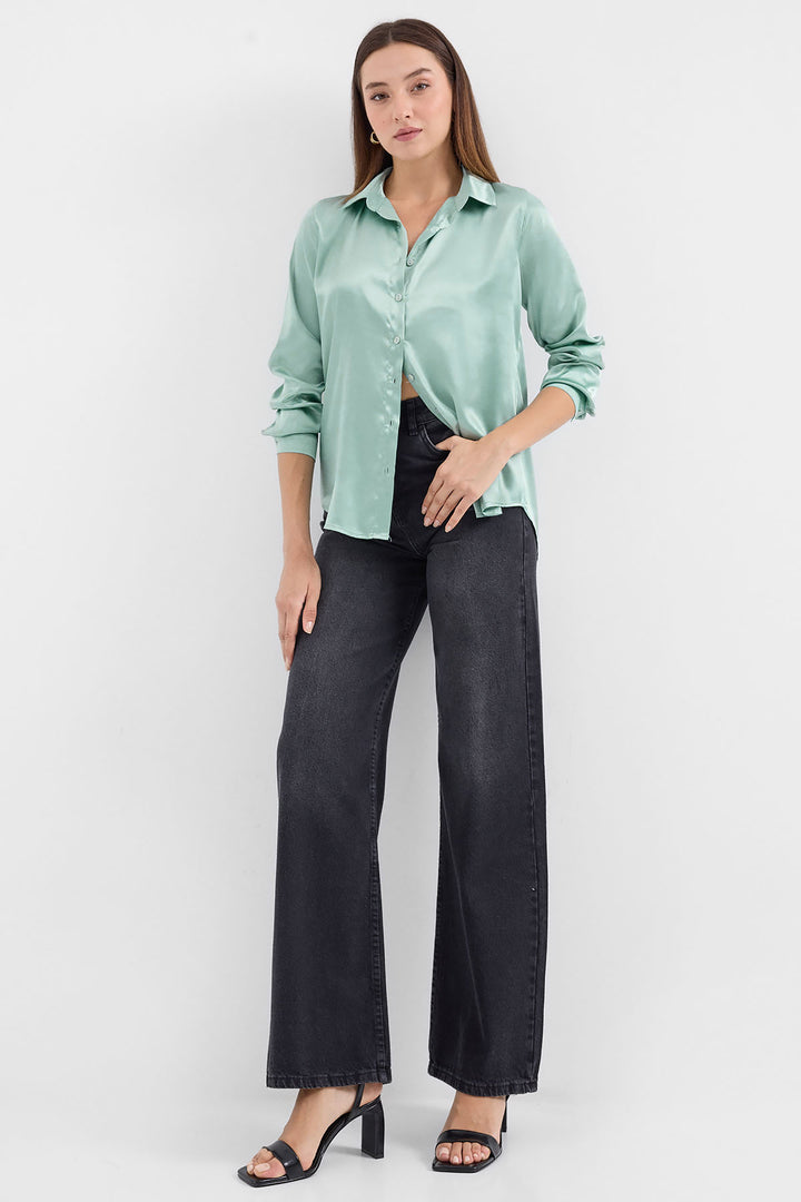 Bigdart 3964 Chemise en Satin Légère et Détendue - Vert d'eau