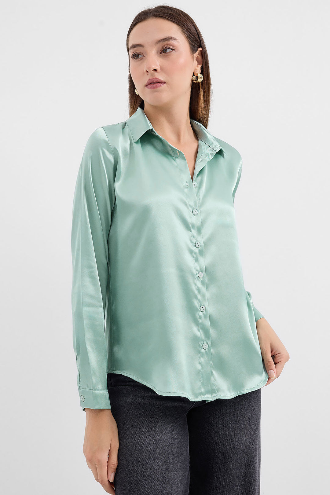 Bigdart 3964 Chemise en Satin Légère et Détendue - Vert d'eau