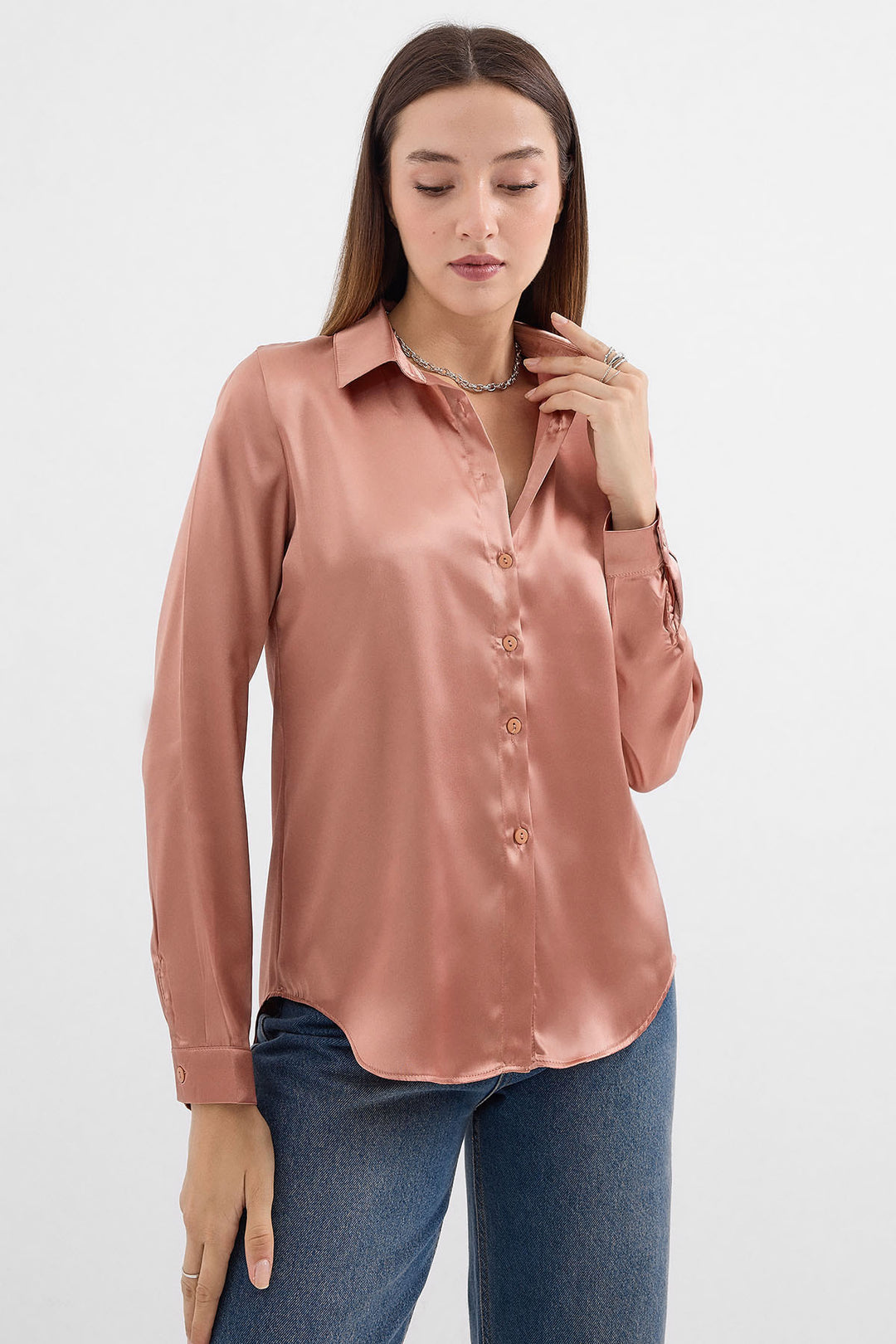 Bigdart 3964 Chemise en Satin Légère - camel