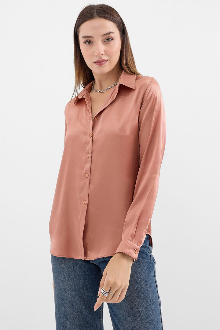 Bigdart 3964 Chemise en Satin Légère - camel