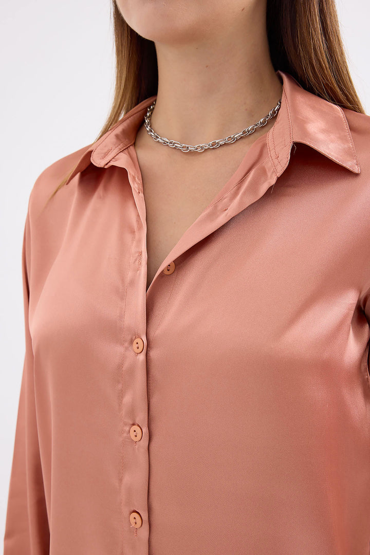 Bigdart 3964 Chemise en Satin Légère - camel