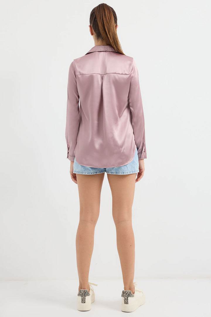 Bigdart 3964 Chemise en satin légère et fluide - Vieux rose
