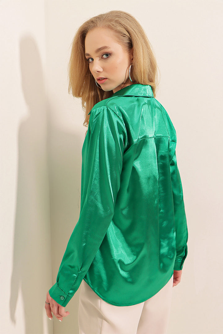 Bigdart 3964 Chemise Satin Légère - Vert foncé