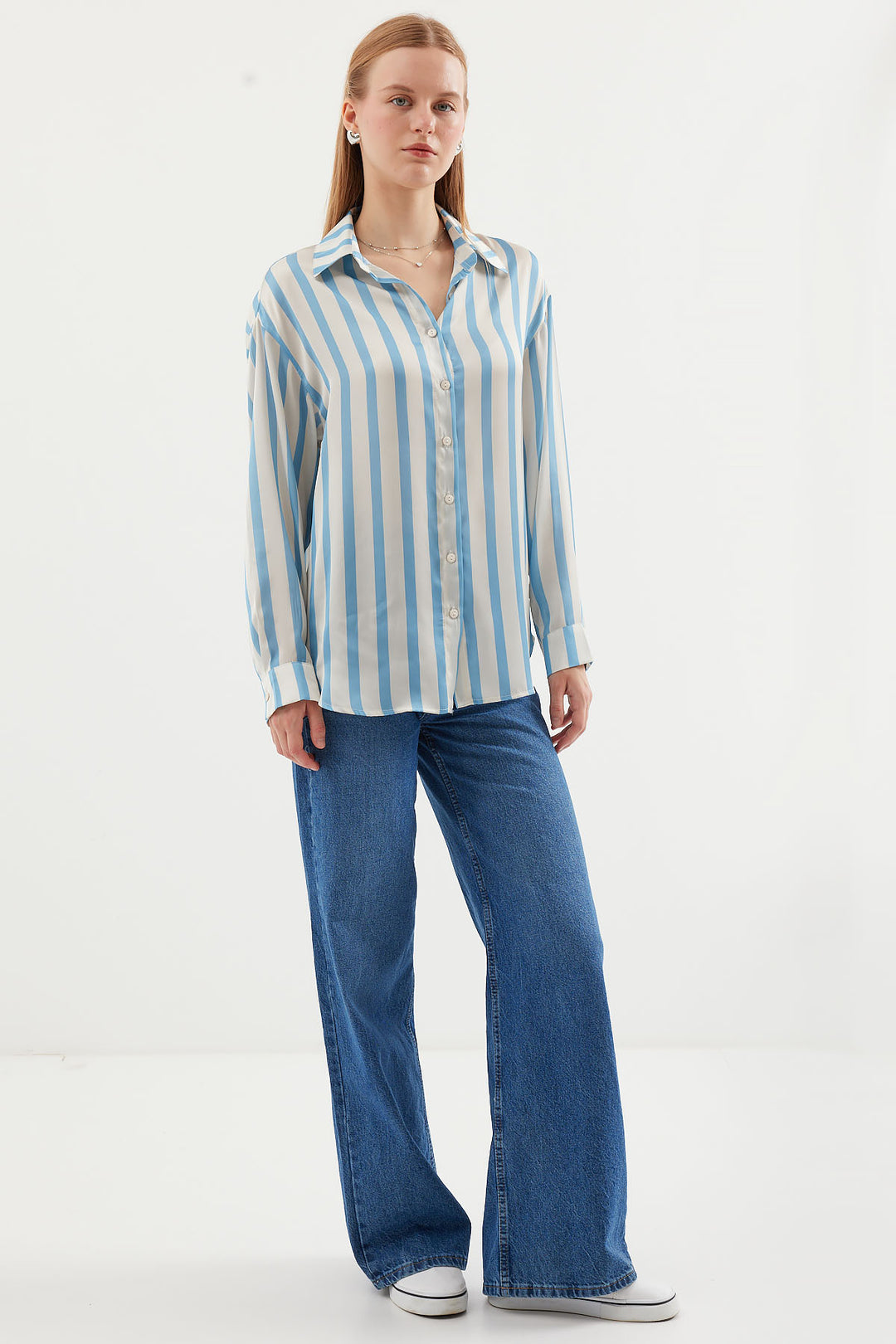 Bigdart Chemise en satin légère 3964 - Bleu