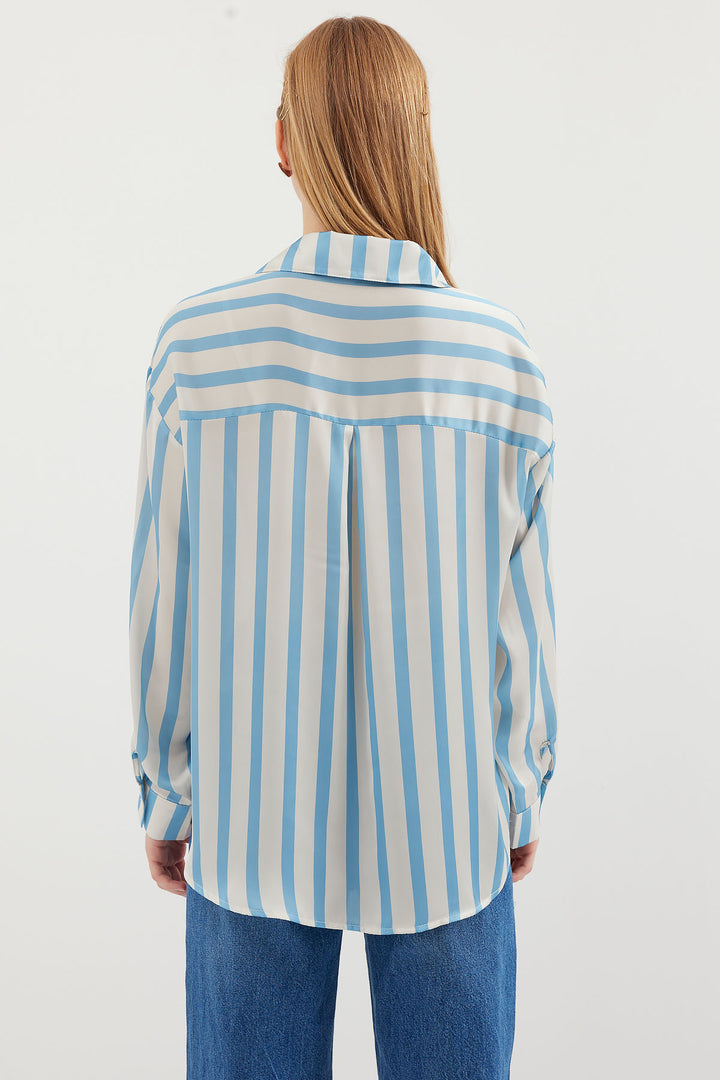 Bigdart Chemise en satin légère 3964 - Bleu