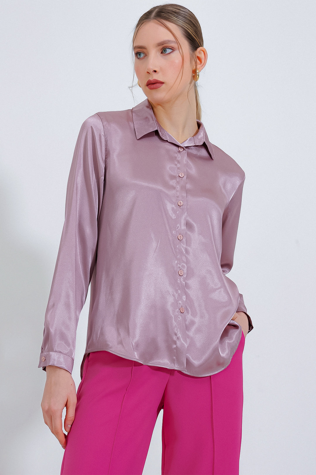 Bigdart Chemise Satin Légère 3964 - Vieux rose