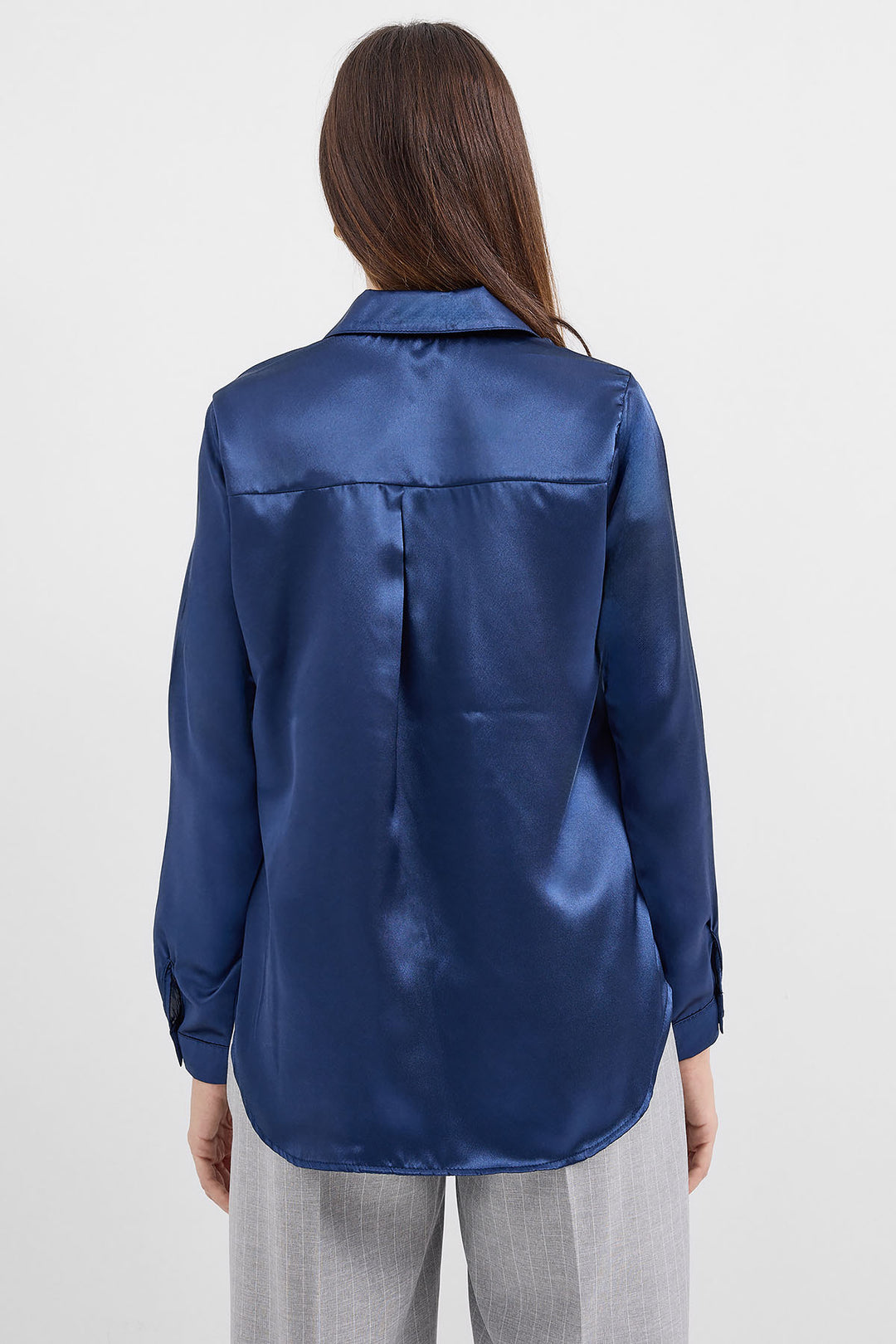 Bigdart Chemisier en satin léger drapé 3964 - Bleu marine