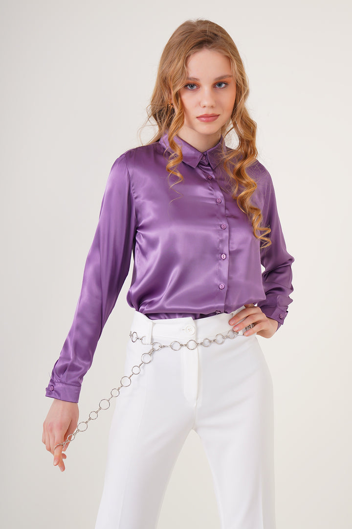 Bigdart Chemisier en satin léger 3964 - Violet