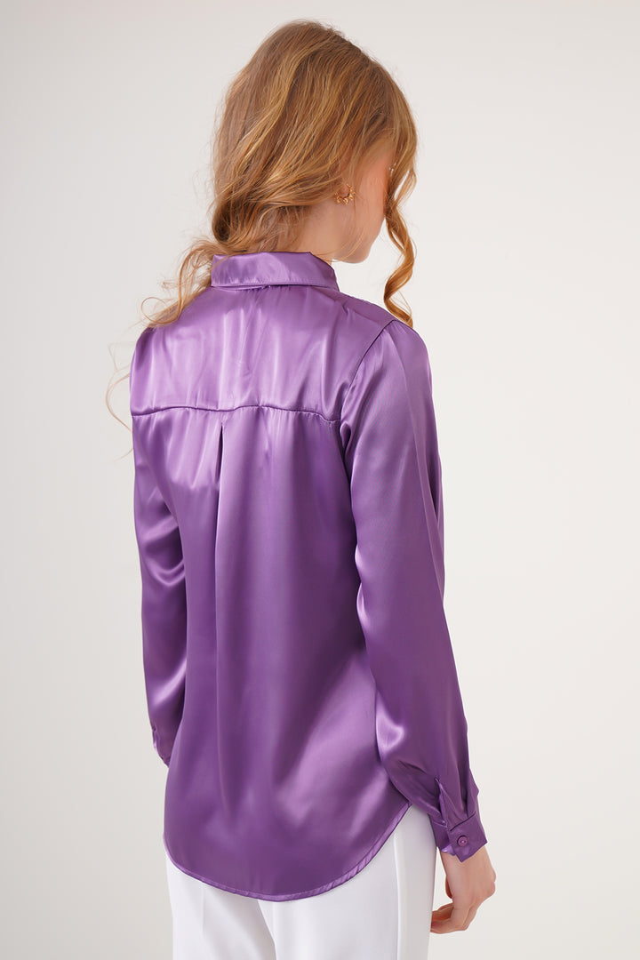 Bigdart Chemisier en satin léger 3964 - Violet
