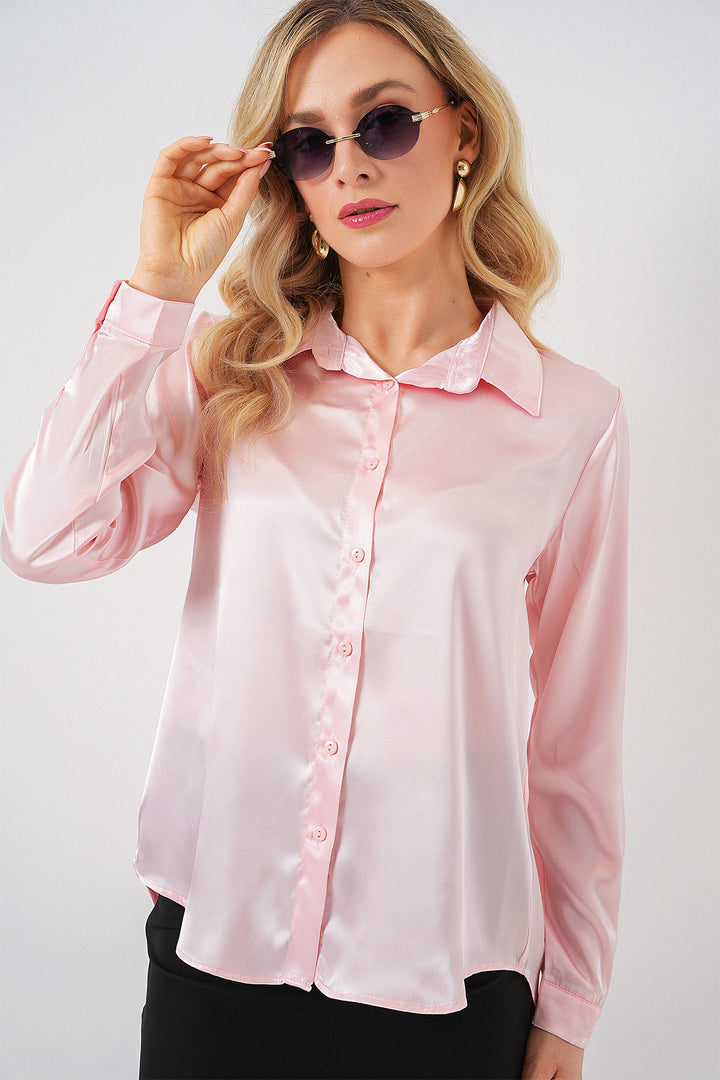 Bigdart Chemise en satin légère et fluide 3964 - Rose