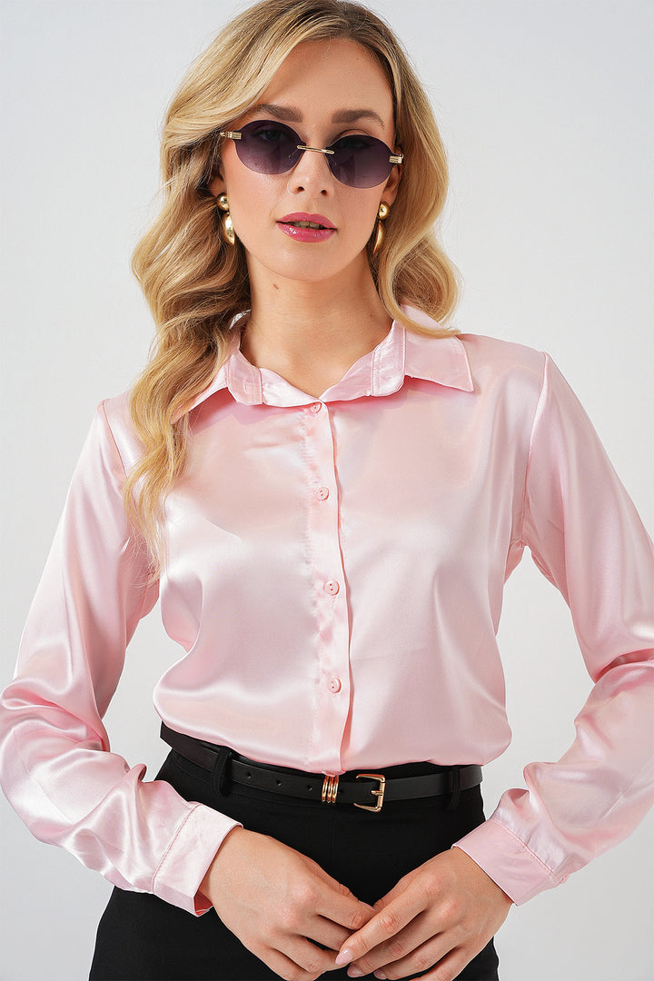 Bigdart Chemise en satin légère et fluide 3964 - Rose