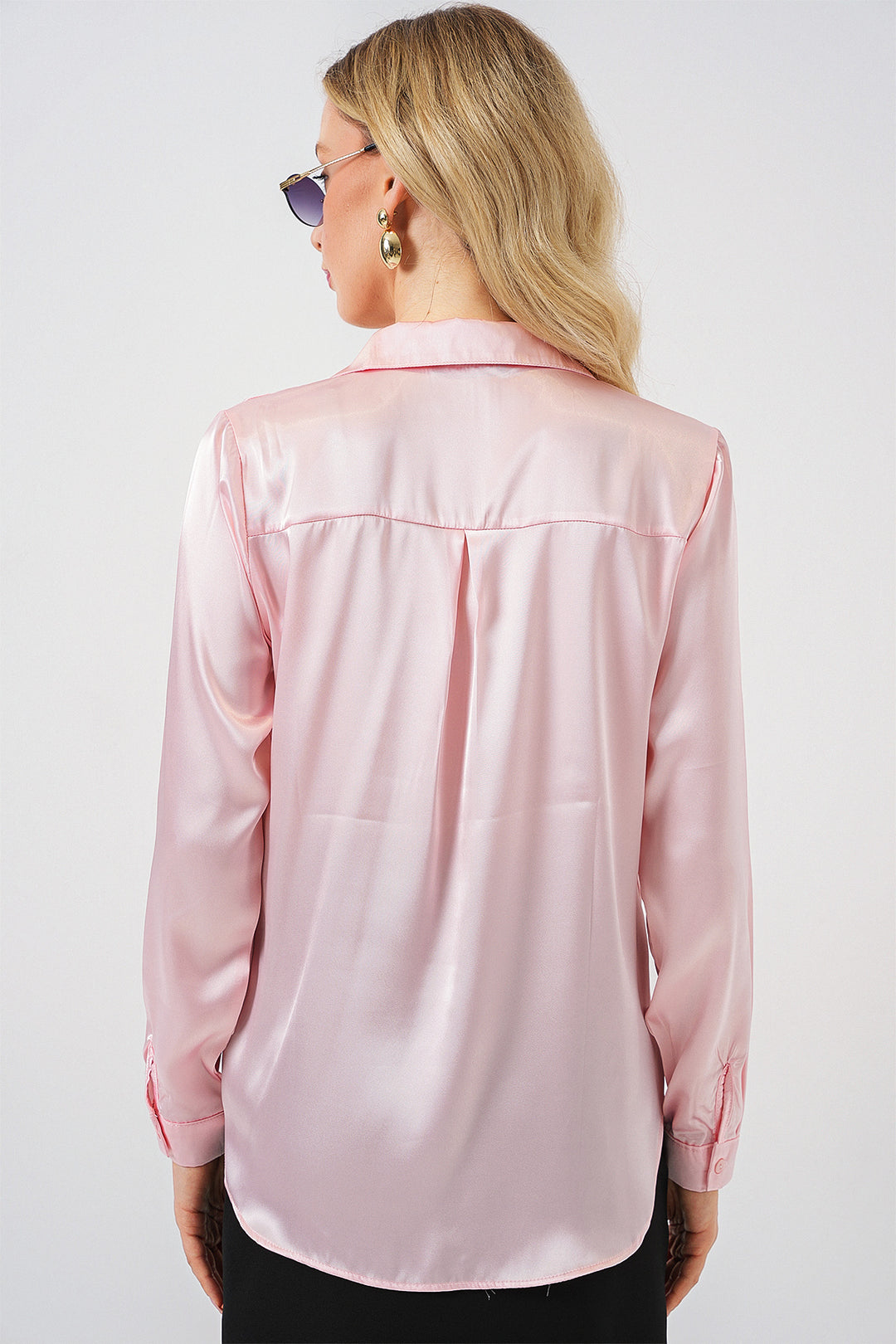 Bigdart Chemise en satin légère et fluide 3964 - Rose