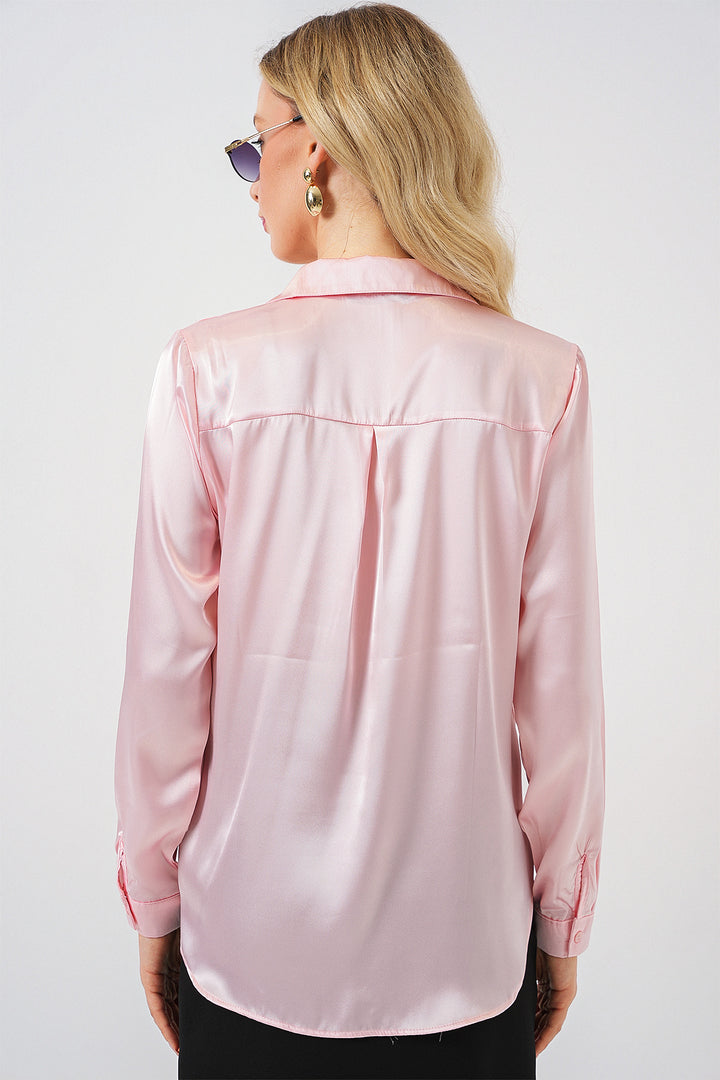 Bigdart Chemise en satin légère et fluide 3964 - Rose