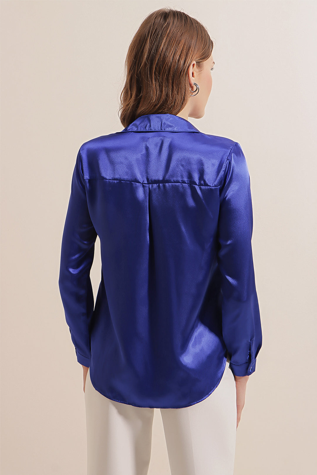 Bigdart Chemise en satin légère - Bleu roi