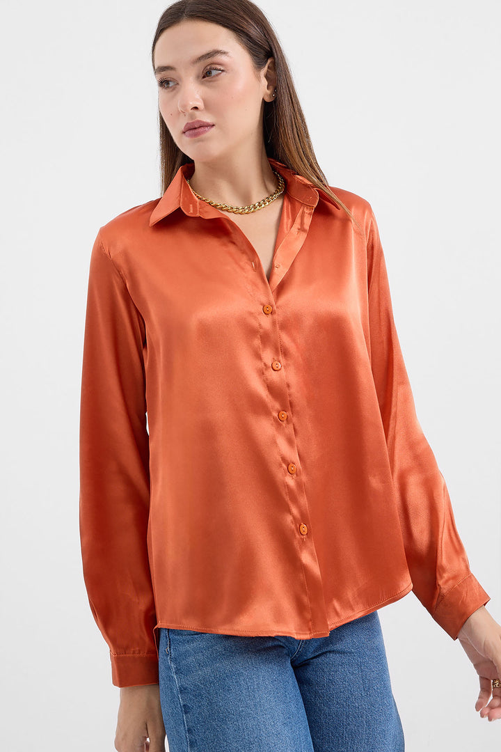 Bigdart 3964 Chemisier Satin Léger - Orange