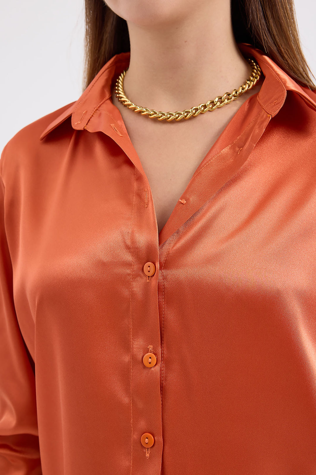 Bigdart 3964 Chemisier Satin Léger - Orange