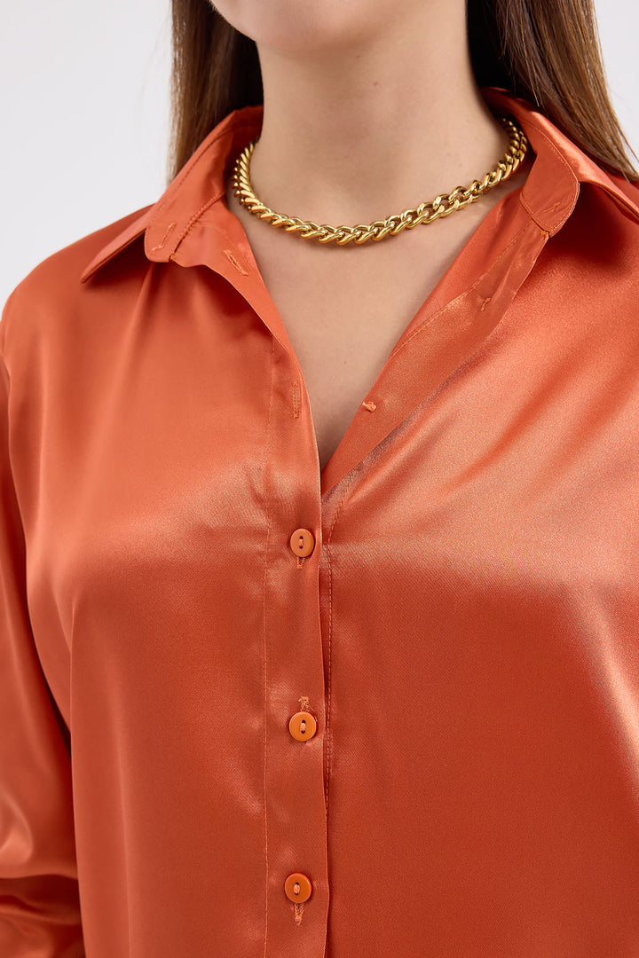Bigdart 3964 Chemisier Satin Léger - Orange