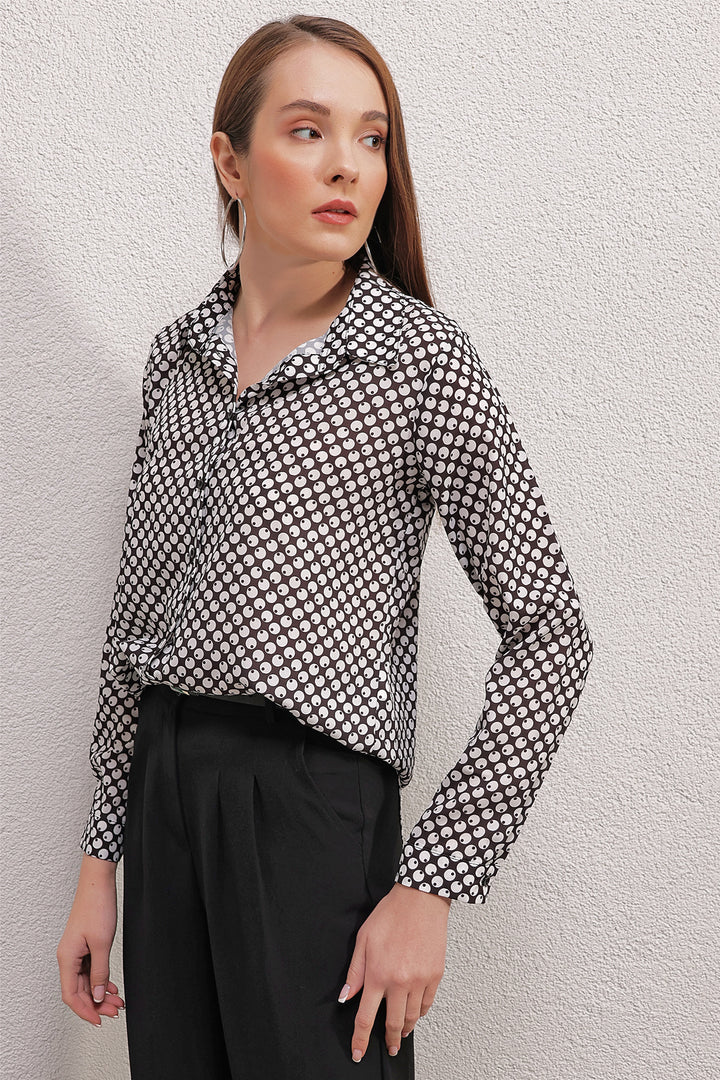 Bigdart 3964 Chemise en Satin Légèrement Drapée - Blanc Cassé