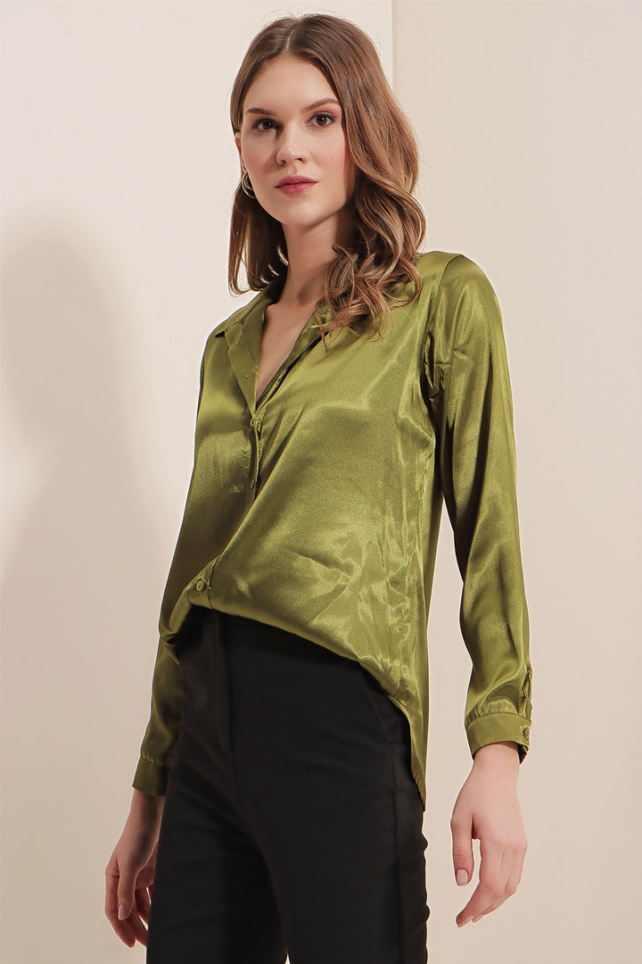 Bigdart 3964 Chemise Satin Légère - Vert Foncé