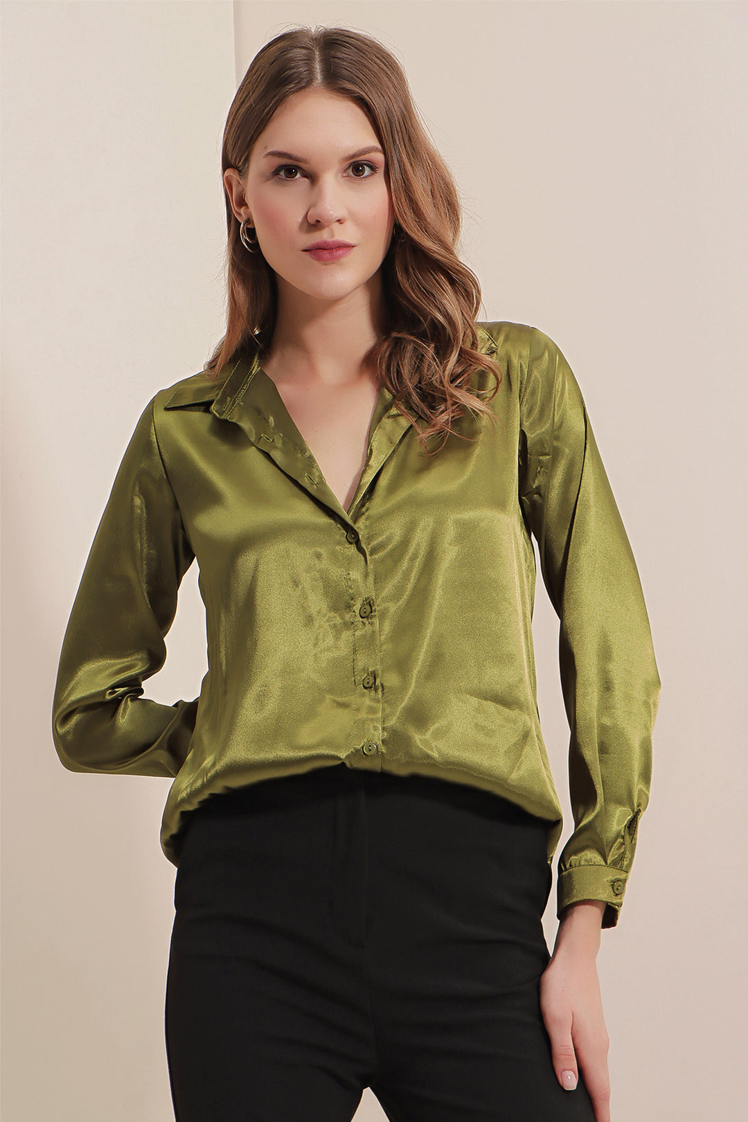 Bigdart 3964 Chemise Satin Légère - Vert Foncé