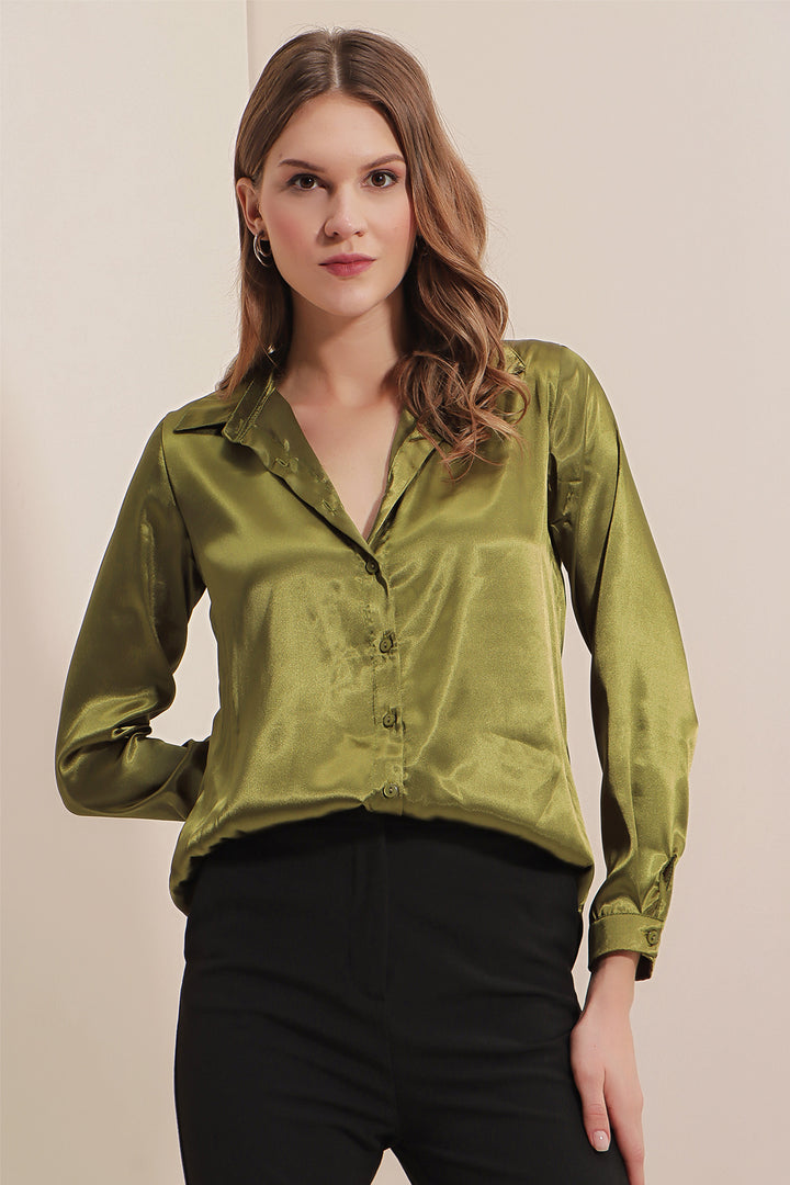 Bigdart 3964 Chemise Satin Légère - Vert Foncé