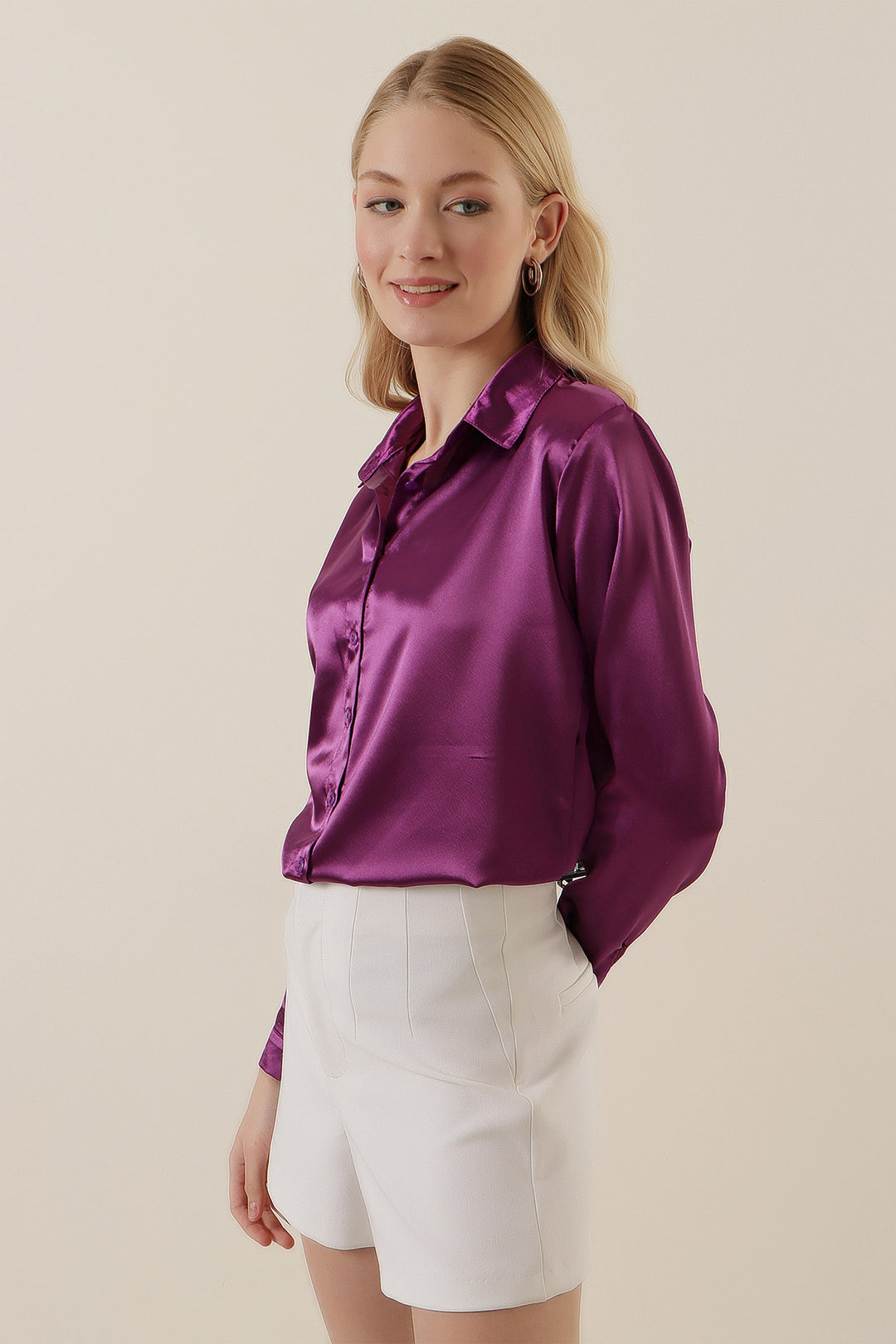 Bigdart 3964 Chemise en Satin Légère - Violet Y.