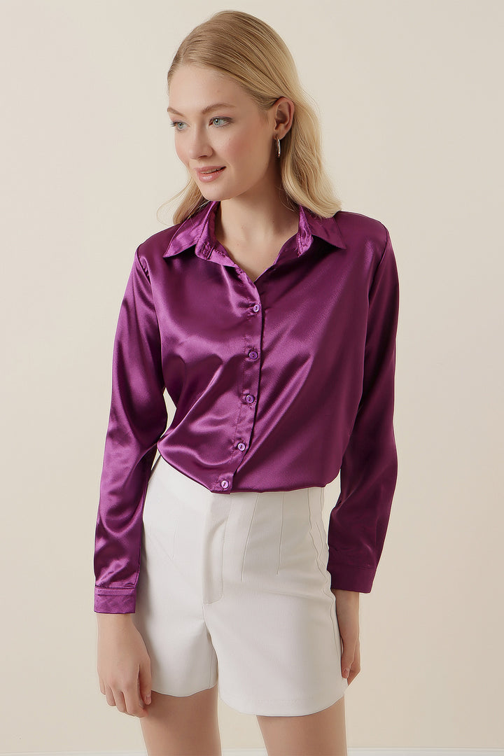 Bigdart 3964 Chemise en Satin Légère - Violet Y.