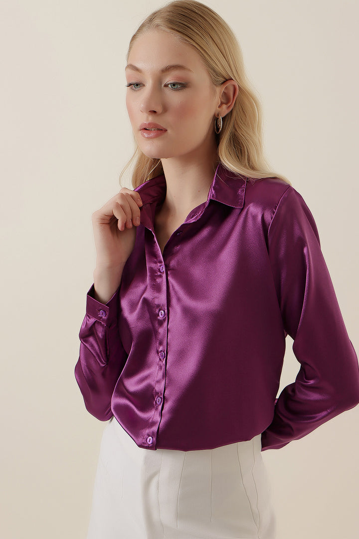 Bigdart 3964 Chemise en Satin Légère - Violet Y.