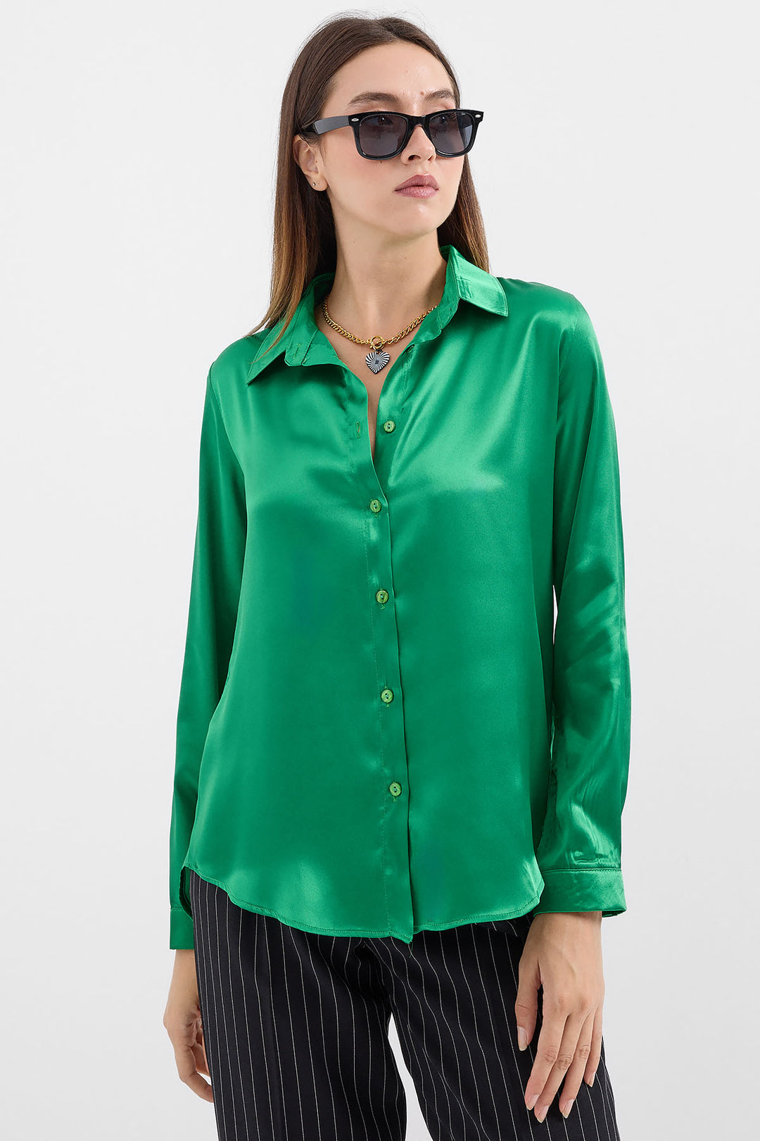 Bigdart 3964 Chemise en Satin Légère et Détendue - Vert