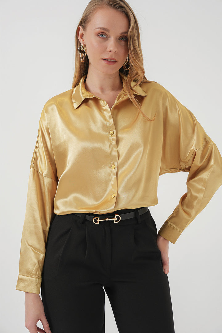 Bigdart 3985 Chemise oversize en satin - Or