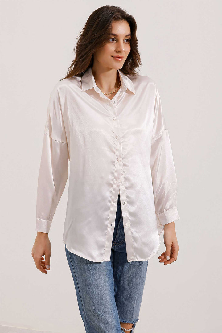 Bigdart 3985 Chemise en satin oversize - Beige