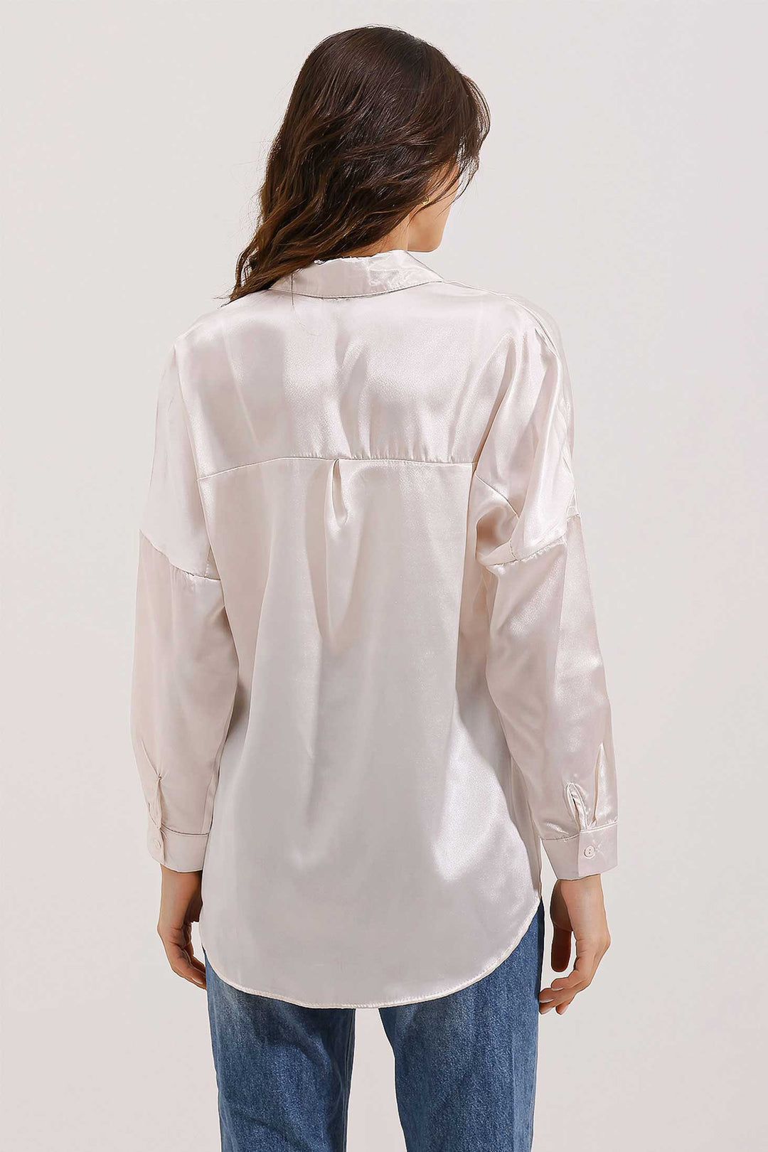 Bigdart 3985 Chemise en satin oversize - Beige