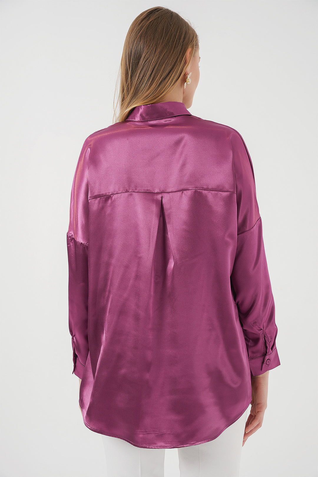 Bigdart Chemise en satin oversize 3985 - Foncé Lilas
