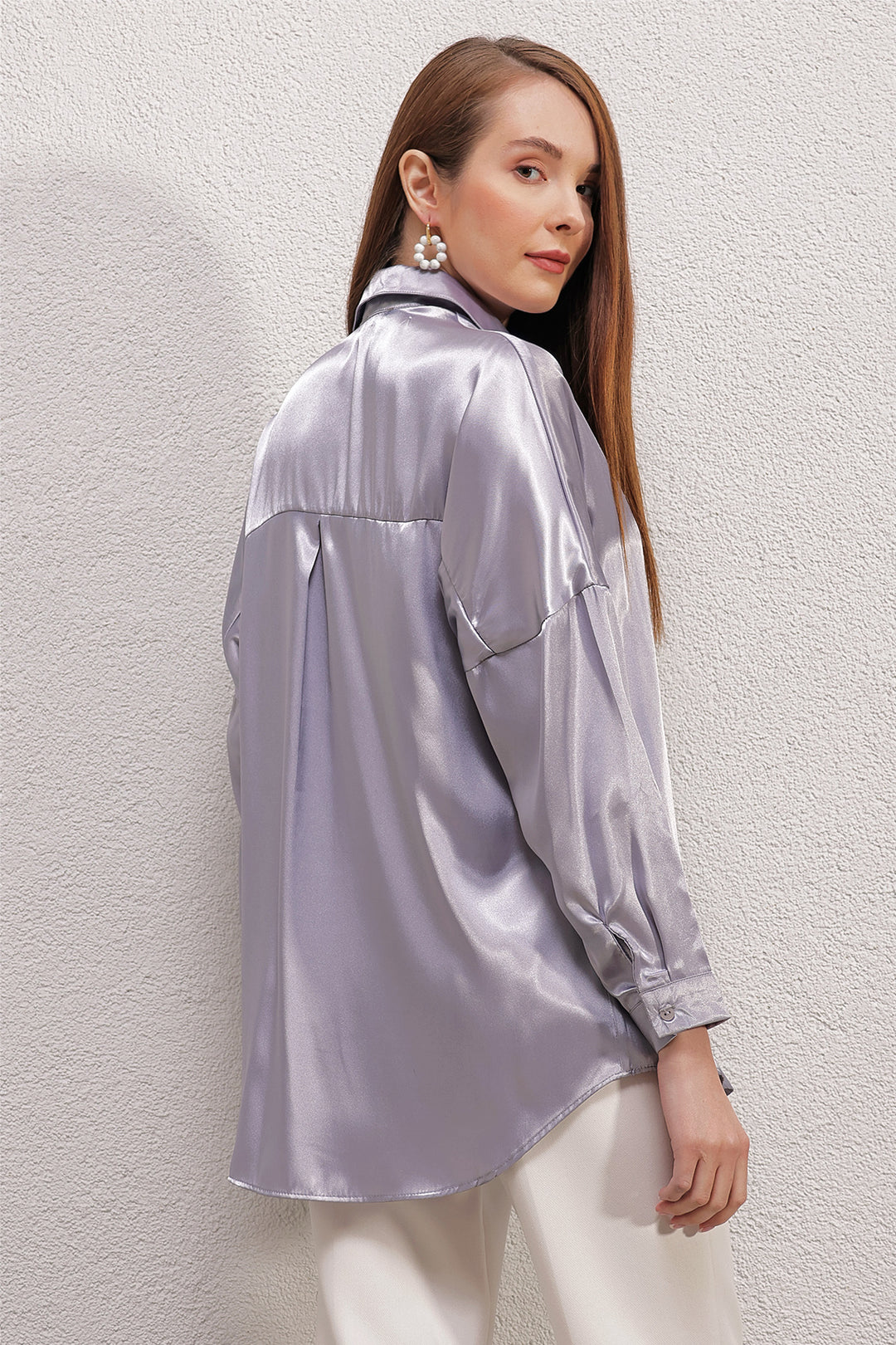 Bigdart Chemise Satinée Oversize 3985 - Lilas