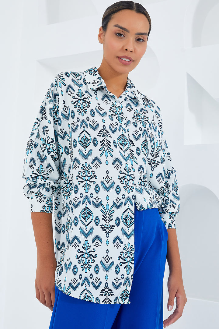 Bigdart Chemise Satinée Oversize Imprimée Femme 3985 - Menthe