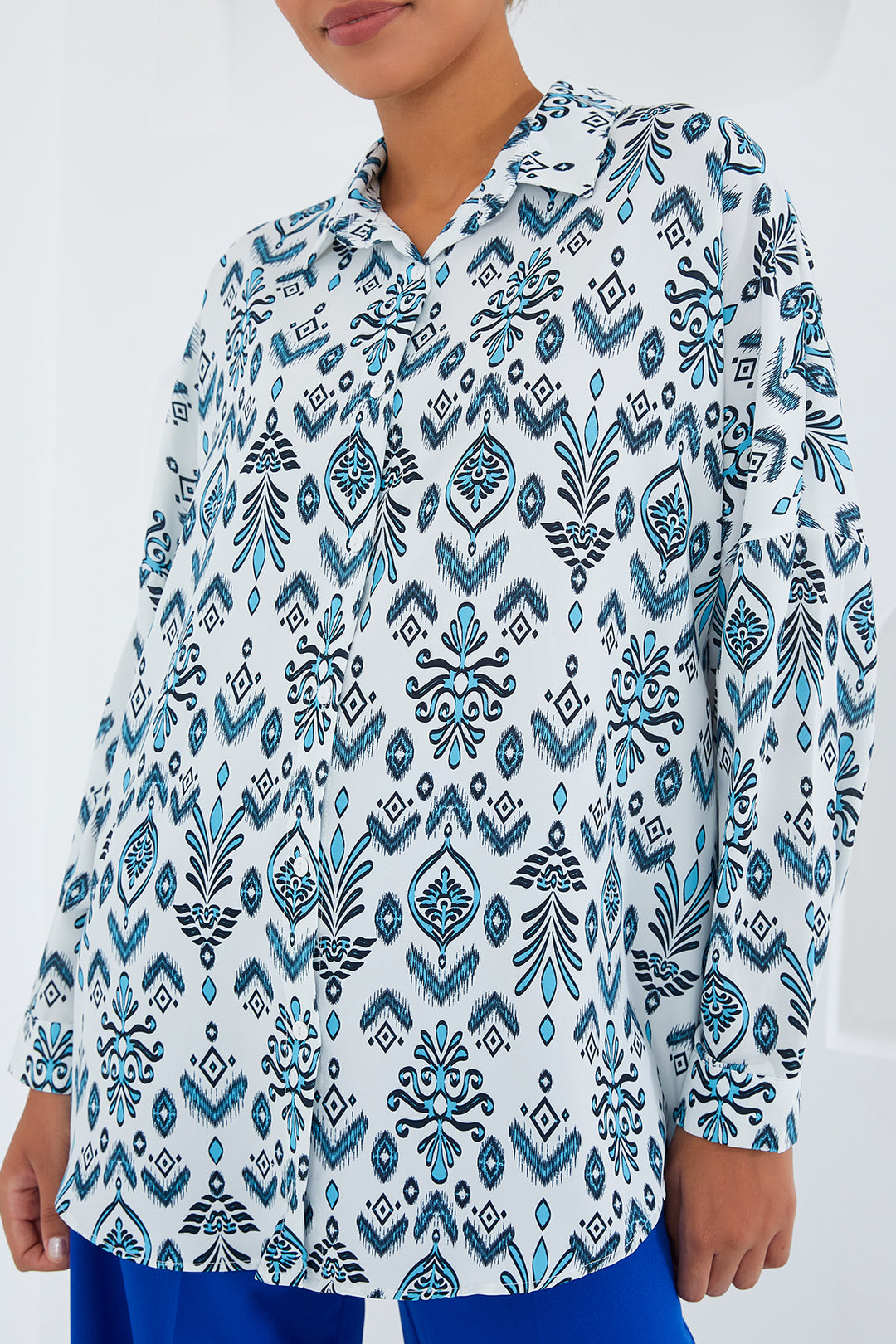 Bigdart Chemise Satinée Oversize Imprimée Femme 3985 - Menthe